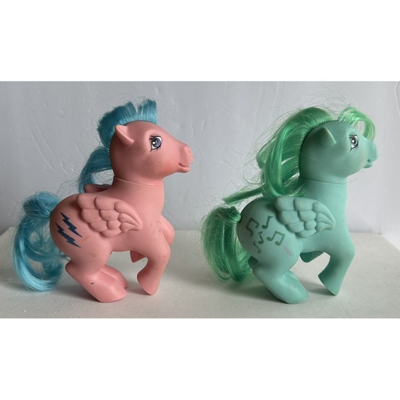 Lot of 2Vtg My Little Pony Firefly Pegasus 1983 G1 Lightning Bolts, Music Melody - Picture 1 of 6